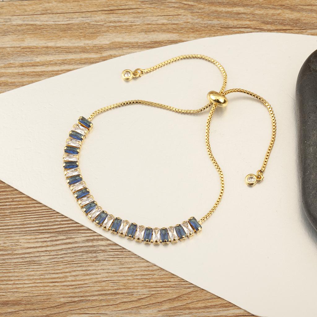 Nidin New Fashion Multicolor Crystal Zircon Chain Bracelets For Women Female Elegant Aesthetic Adjustable Jewelry Gift Wholesale