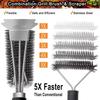 1Pcs Stainless Steel Bristle Cleaner Brush with Deluxe Handle BBQ Tool Grill Brush and Scraper