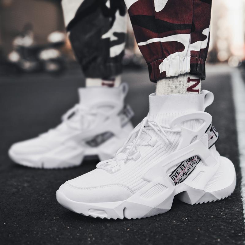 High-top Socks Shoes Lightweight Chunky Sneakers Men White Shoes Trend Street Sports Running Shoes Male Sneaker