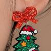 1 пара женских серег-подвесок в мультяшном стиле в форме рождественской елки с дизайном из пайеток, акриловые серьги, праздничное украшение
