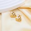 1pair 316L Stainless Steel French Simple LOVE Heart Pearl Earrings for Women Couples New Fashion Simple Party Jewelry Gift Accessories