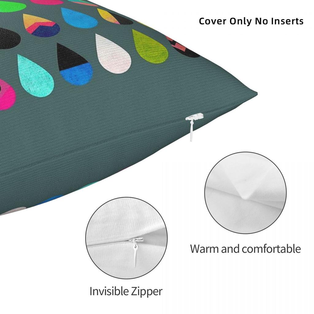 Colorful Rain Drops Square Pillowcase Polyester Linen Velvet Printed Zip Decor Pillow Case Home Cushion Case