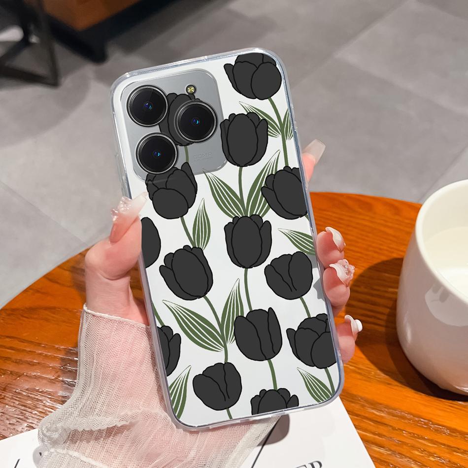 Simple Creative Case For Realme C63 C61 Transparent Back Cover For Realme C 61 C 63 Soft Slim Silicone Shockproof Funda Bumper