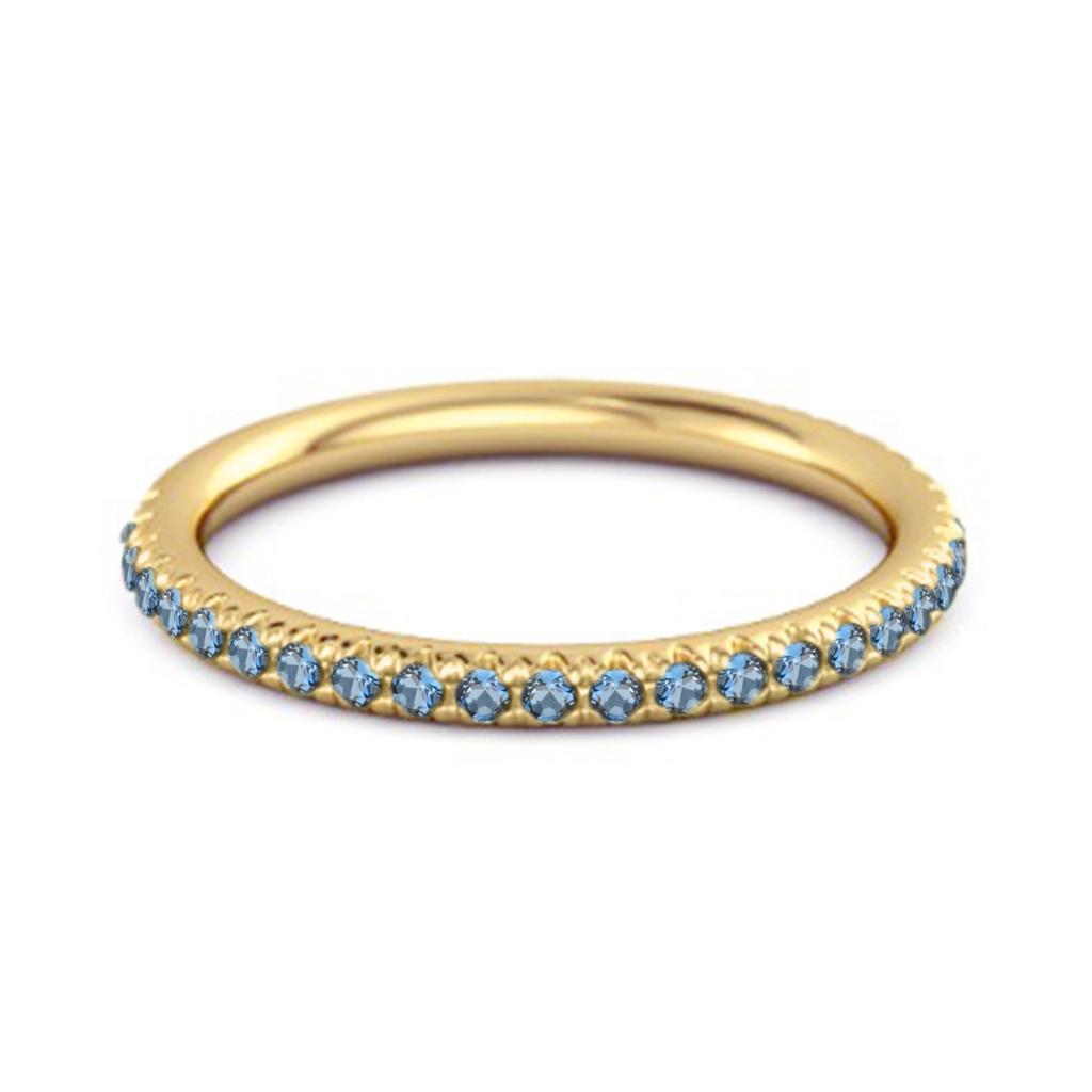 London Blue Topaz Round Eternity Ring - 925 Sterling Silver Gold Vermeil