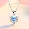 Korean Style Fashion Love Pendant Necklace for Women Inlaid with Austrian Blue Crystal Elements Valentine's Day Accessories Clavicle Chain