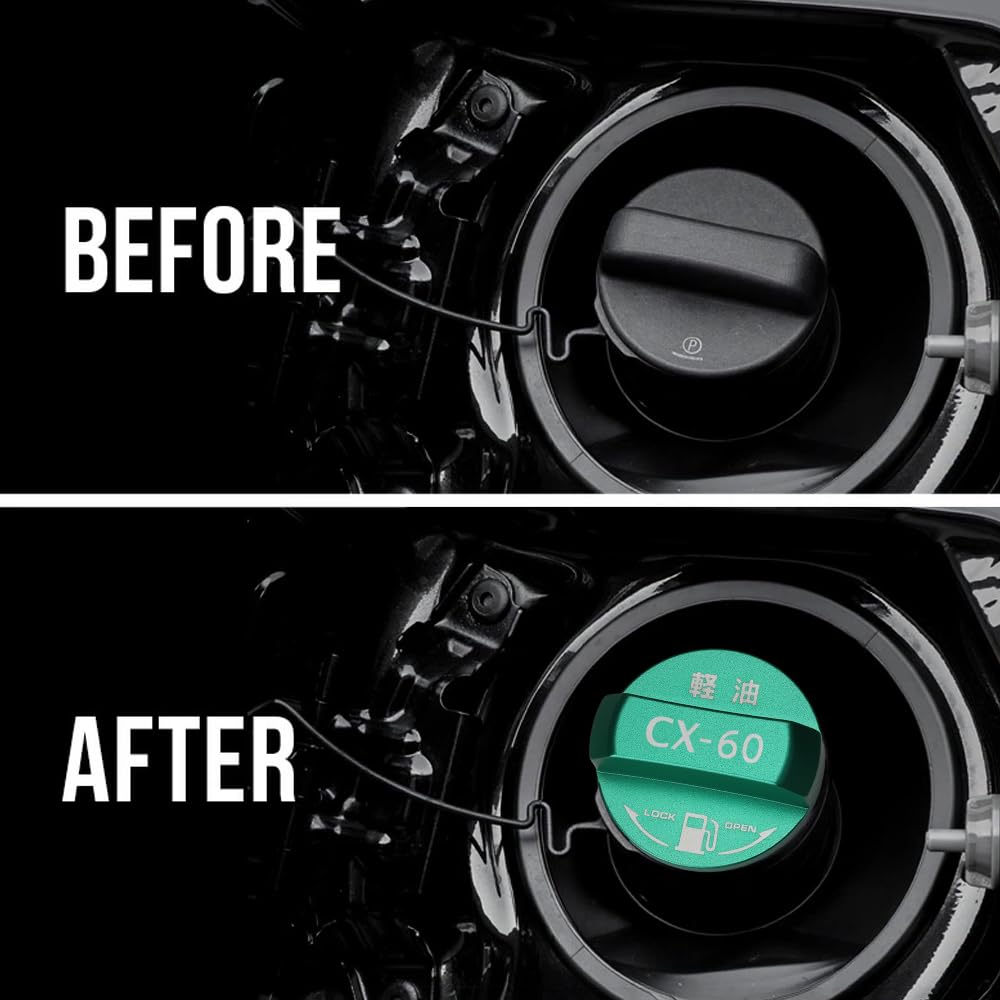 XIKER Aluminum Fuel Cap Cover for Mazda KH CX-60 Series, Diesel-Style (Green)