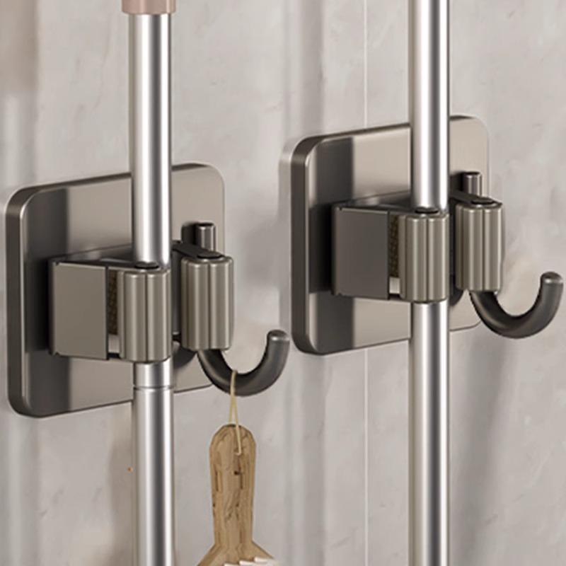 Стойка для швабры из нержавеющей стали с крючками – Настенный держатель для швабры без сверления