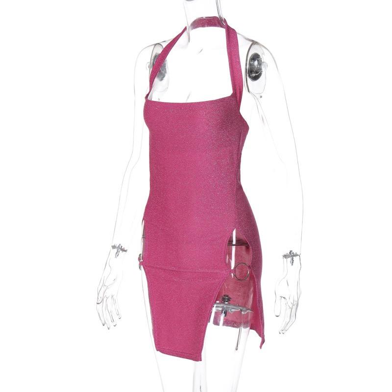 Сексуальное короткое платье в стиле Spice, весеннее женское платье с разрезом на шее и ярким шелковым запахом на ягодицах