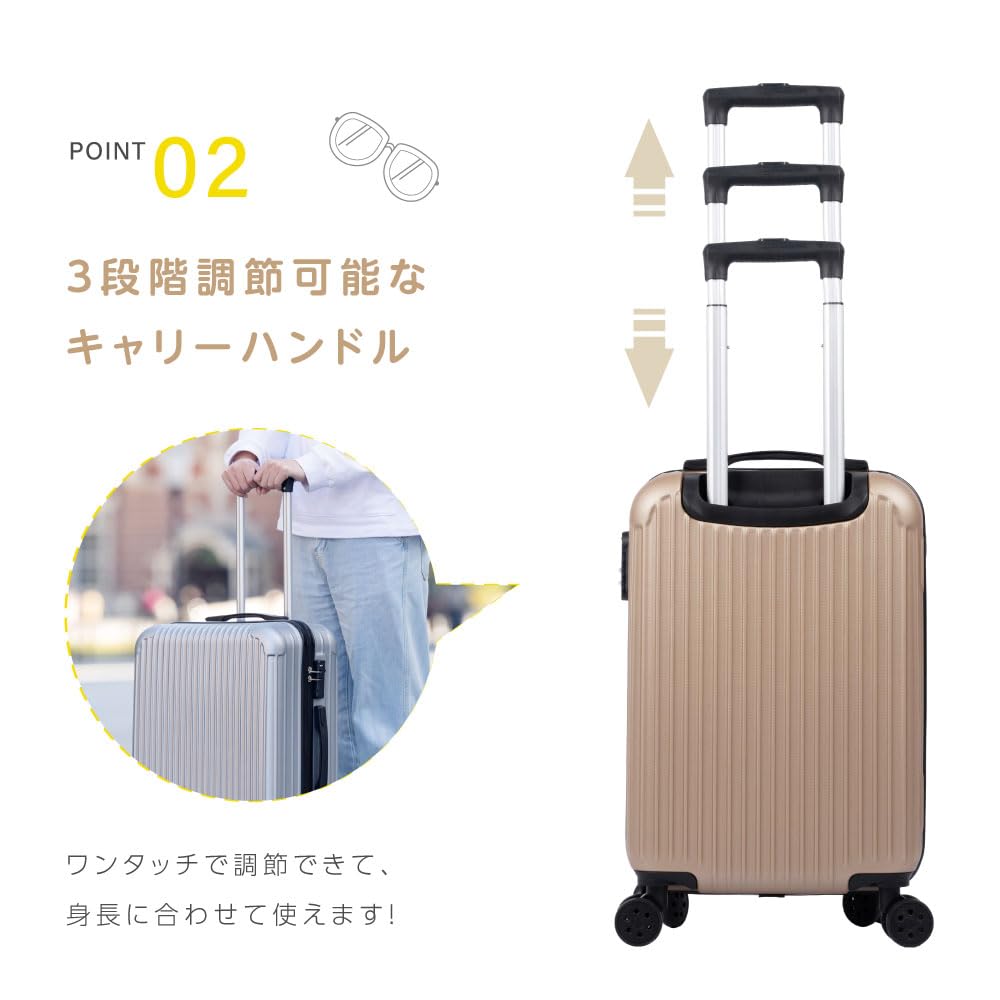 M Carry Large Carry for Double 360 Degree TSA Zipper [AM Aomoid] Suitcase, Size, Case, Capacity, Bag, Large, Ultra-lightweight, 60L, 4-7 Days,