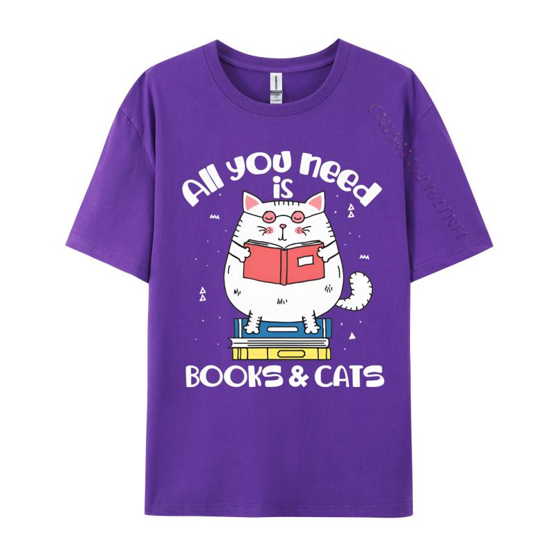 Unisex Funny Tshirts All You Need Is Books Cats Tshirts Reading Book Tshirt Fashion Cotton Tees Custom New Tops Tees