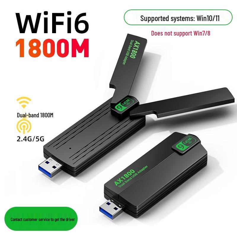 1300M WiFi 6 Dual-Band USB Wireless Network Card for Desktop Computers (Driver-Free)