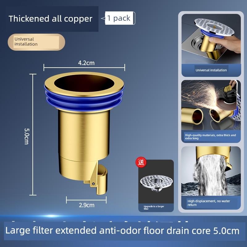 Submarine-Style All-Copper Extended Drain Core with Stainless Steel Extension Pipe, Anti-Odor Repair Tool, Special Inner Core