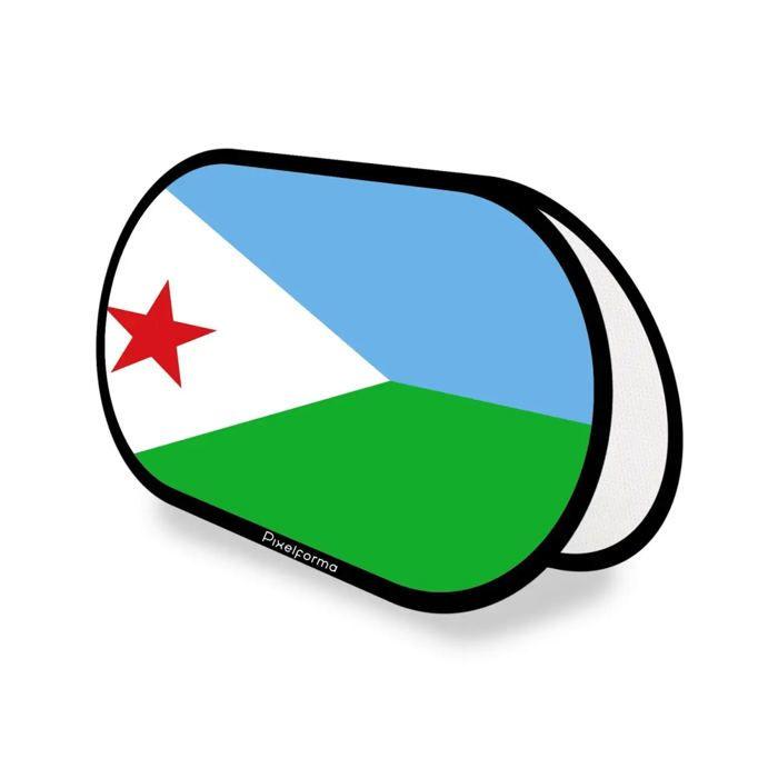 Drapeau Ovale - Support Publicitaire - Djibouti - 70 X 120 Cm - Polyester - Impression Recto/verso