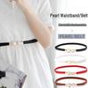 Retro Pearl Double Buckle Waist Belt – European & American Style Elastic Stretch for Women's Dress