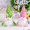 Easter Gnome Sequins Rabbit Faceless Doll with LED Light Ornaments for Spring Swedish Tomtes Dwarfs Home Decorations