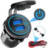 Car Charger Quick Charge 3.0 Dual Usb Socket 12v/24v Usb Fast Charger Socket Waterproof With Touch Switch Electronic Lighter