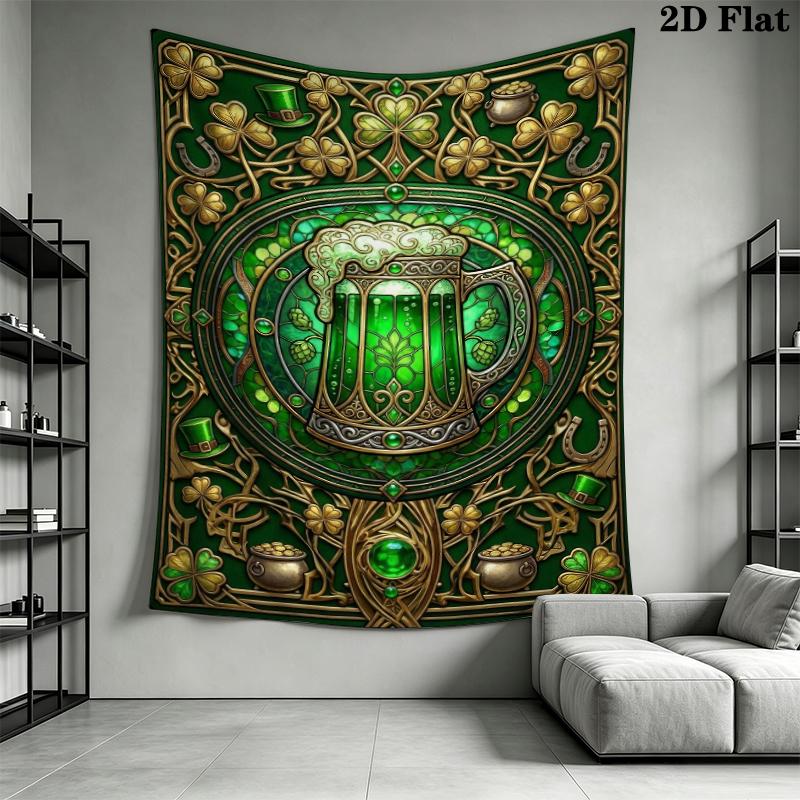 St.Patrick's Day Wall Tapestry Aesthetic Wall Hanging Printed Fabric Blanket Decorative Tapestries for Bedroom Living Room Home Decor