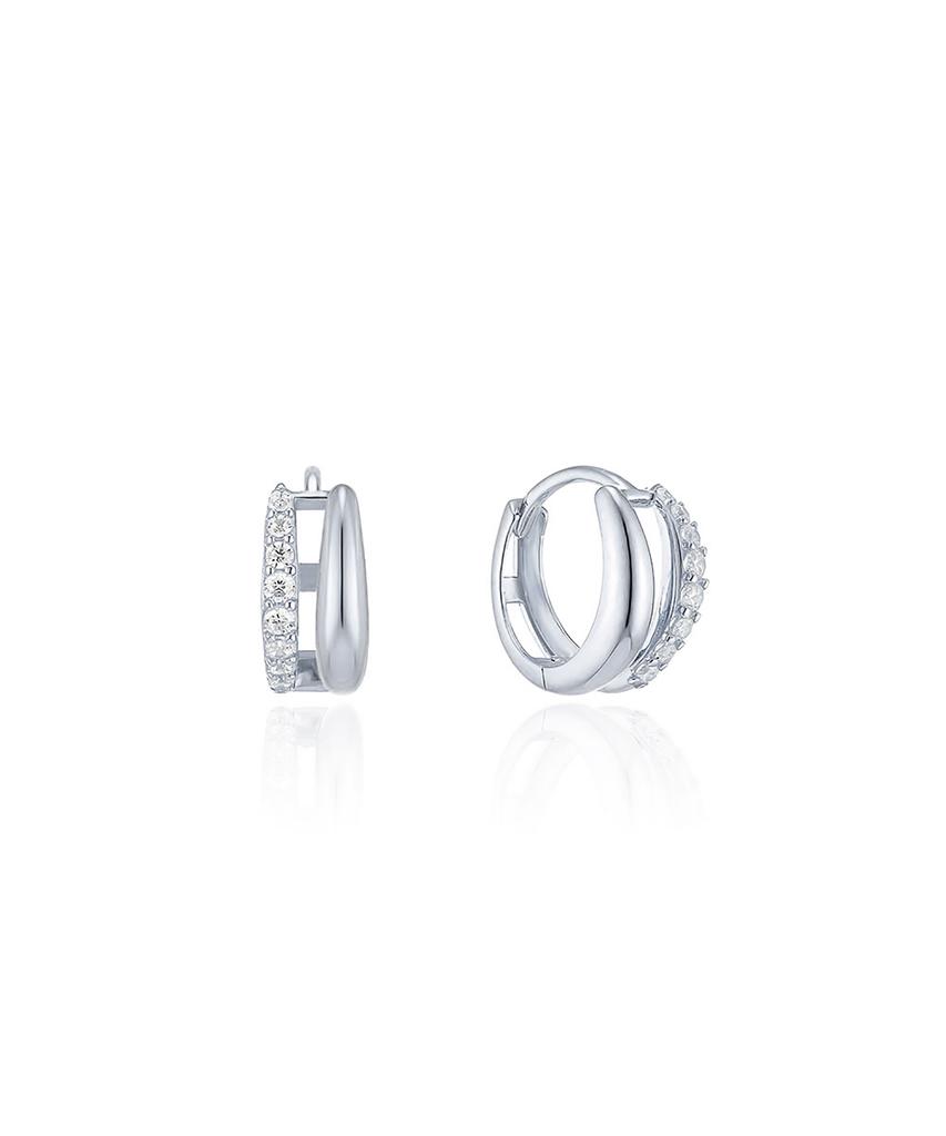 Lloyd Double Line Pavé 10K Gold One-Touch Ring Earrings Lotp2010T