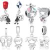New Hot Sale S925 Sterling Silver Couple Cute Boy Girl Love DIY Fine Bead Fit Original  Charms Bracelet For Women Gifts