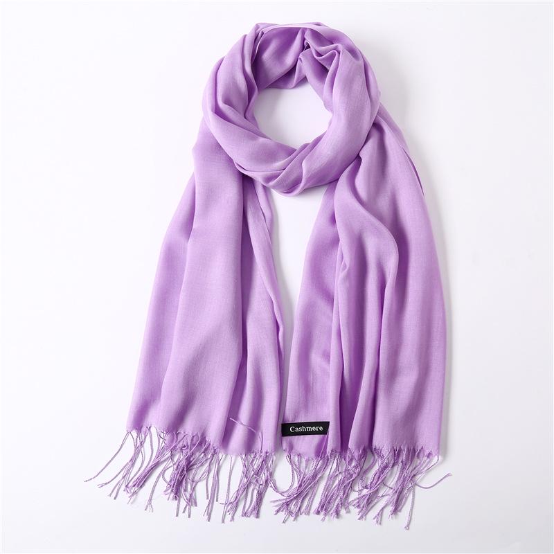 2024 Autumn And Winter Imitation Cashmere Scarf Solid Color Fashionable Versatile Warm Shawl Tassel Scarf