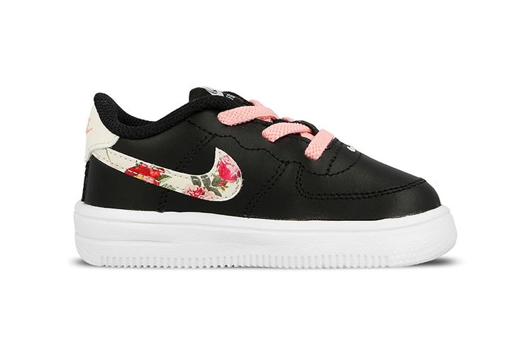 Nike Air Force 1 '18 Винтажные Цветочные Низкие Скейтбордические Кроссовки Черные Для Младенцев и Малышей BQ2465-001