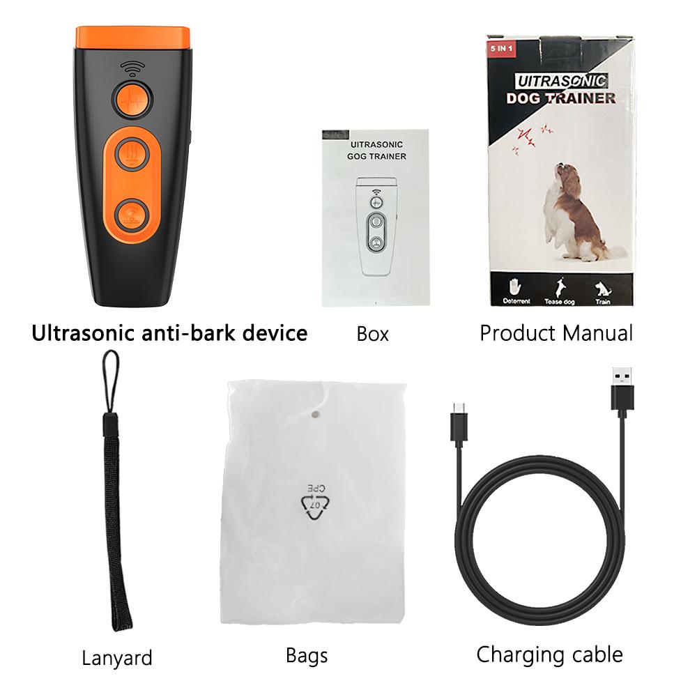 3 In 1 Ultrasonic Dog Repeller LED Dog Barking Trainer Deterrent Device Portable Dog Anti-barking Stopper with Flashing Light