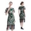 Source European and American Women's Clothing New Party Sexy Dress, Fashionable Large-size Beaded Embroidered Sequined Fringed Dress
