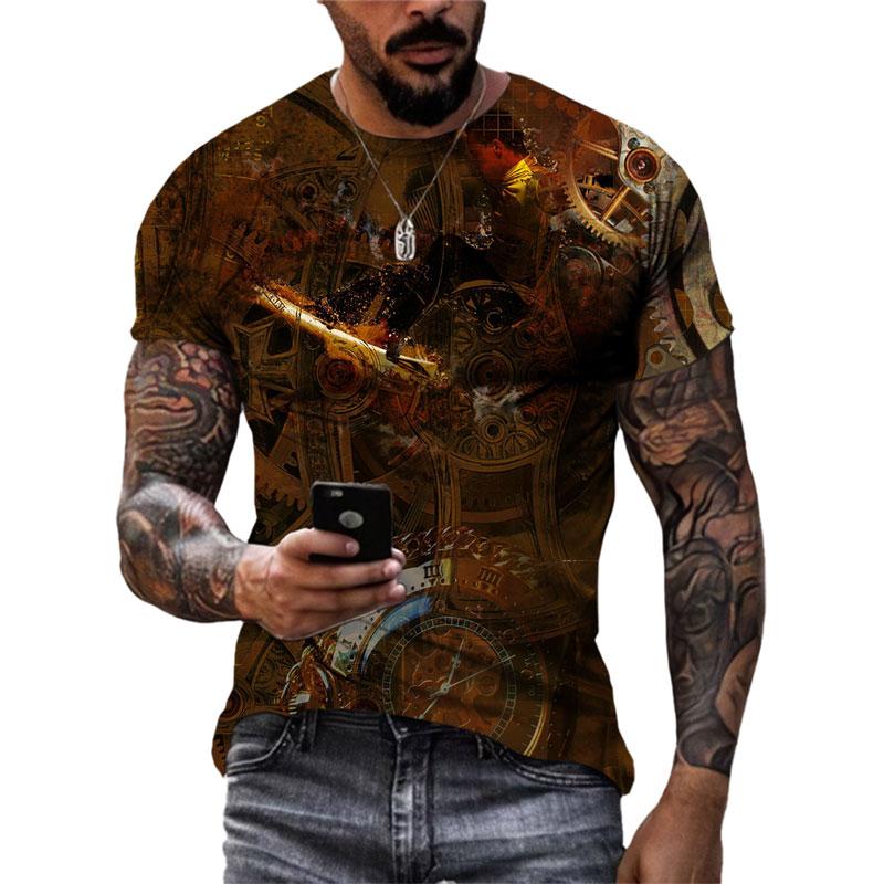 Горячая Персонализация Механические Часы Графические Футболки Мужская Мода Повседневная 3D Печатный Круглый Вырез Футболки Хип-Хоп Уличный Стиль Летние Топы