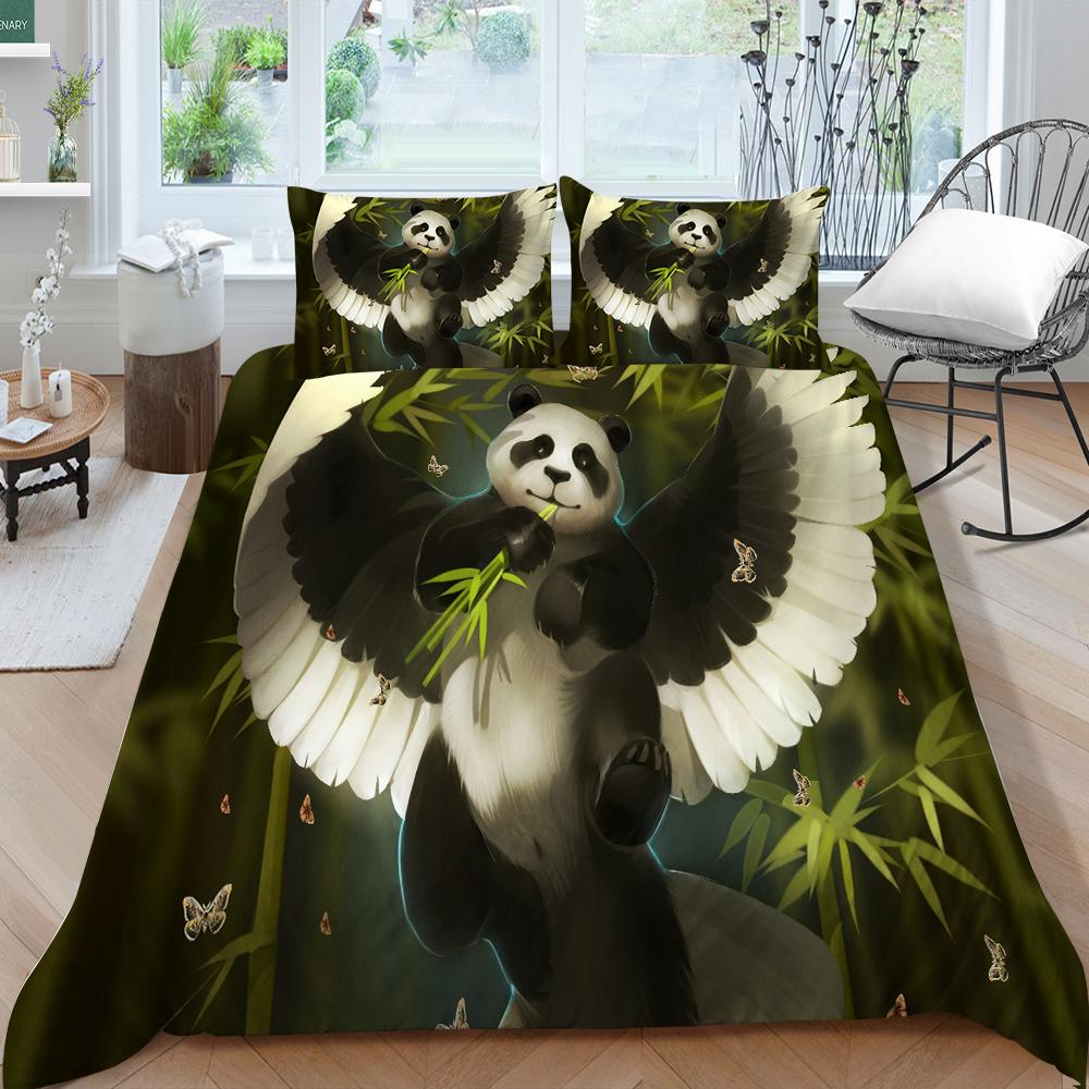 Panda Duvet Cover Queen Size Bedding Bamboo Home Textiles Children Boy Girl with Pillowcase Highend Bedding Cover