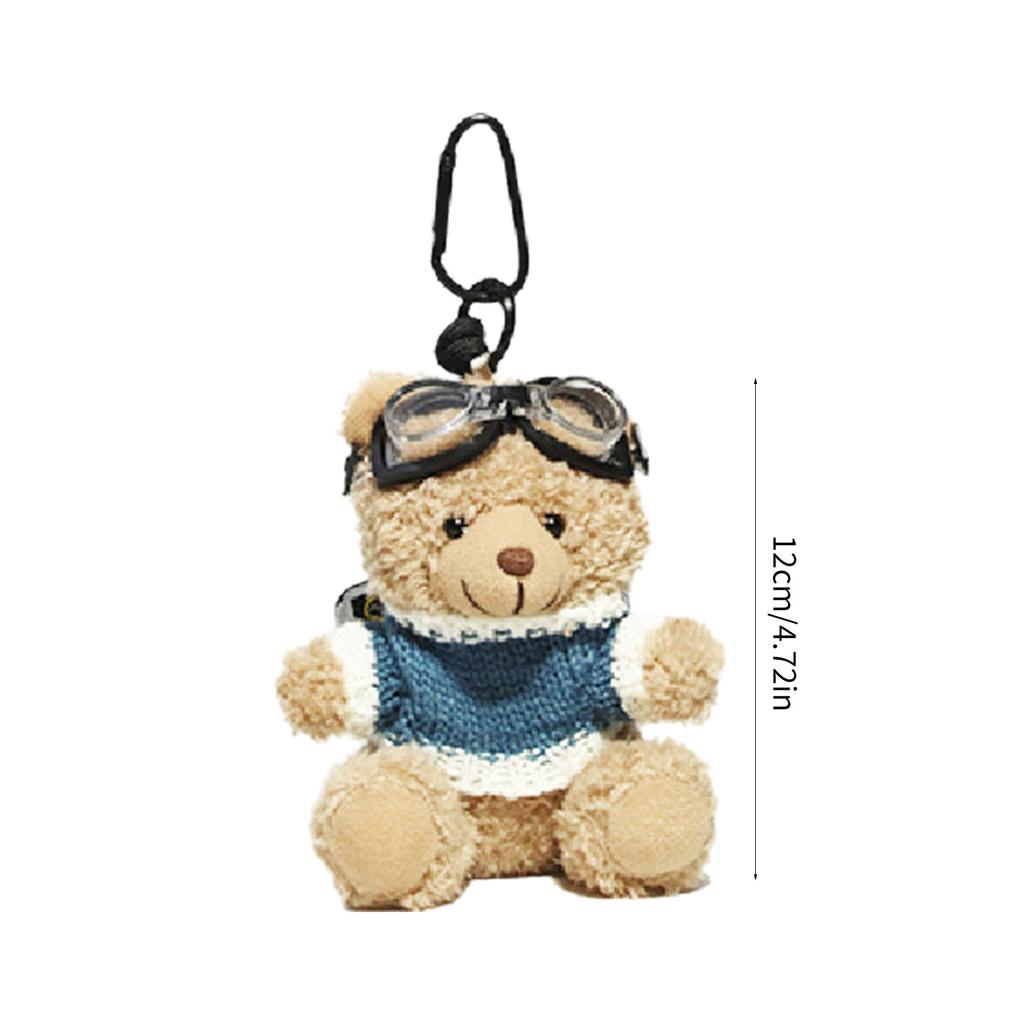 Lovely Pilot Bear Keychain Cute Pendant for Bag and Key Plush Keyring Phone Charm Personalized Animal Decoration