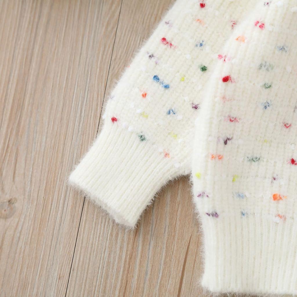 Свитер для девочек с круглым вырезом, вязаная базовая рубашка, милый плюшевый бархатный утолщенный детский свитер