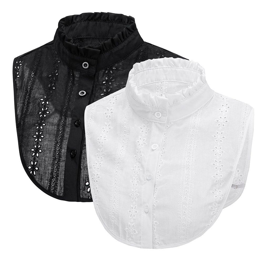 Front Tie White Lapel Fake Collar Blouse Detachable Collar Fake Women Vintage Lace Ladies False Blouse Collar Half Shirt