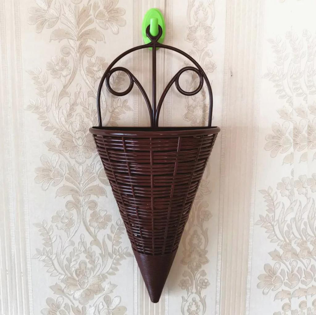 3 шт. ротанговая настенная ваза для цветов, горшок, настенная сетка, художественная корзина для цветов, сельский сад, интерьер, балкон, искусственное украшение для дома