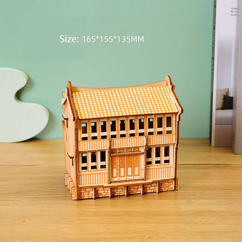 Лазерная резка Сделай сам Дома Виллы Здание 3D Деревянный пазл Игрушка Сборная модель Наборы Украшение стола Для детского подарка