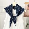 Women Retro Triangle Fringed Wrap Shawl Scarf Female Grain Textured Shawls Scarves Decorative Headscraves