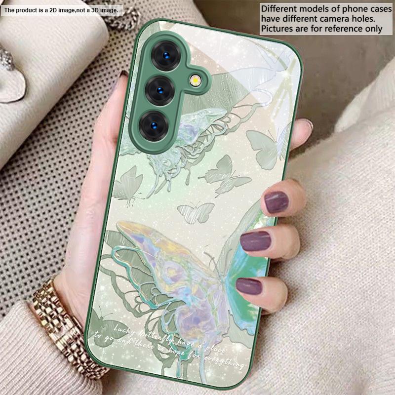 Счастливая бабочка Картина Для Samsung S26 S22 S8 S9 S10 S20 Ultra S21 Pro S22 Plus S23 FE S24Ultra S25 Edge S24+ Стеклянный Чехол Для Телефона