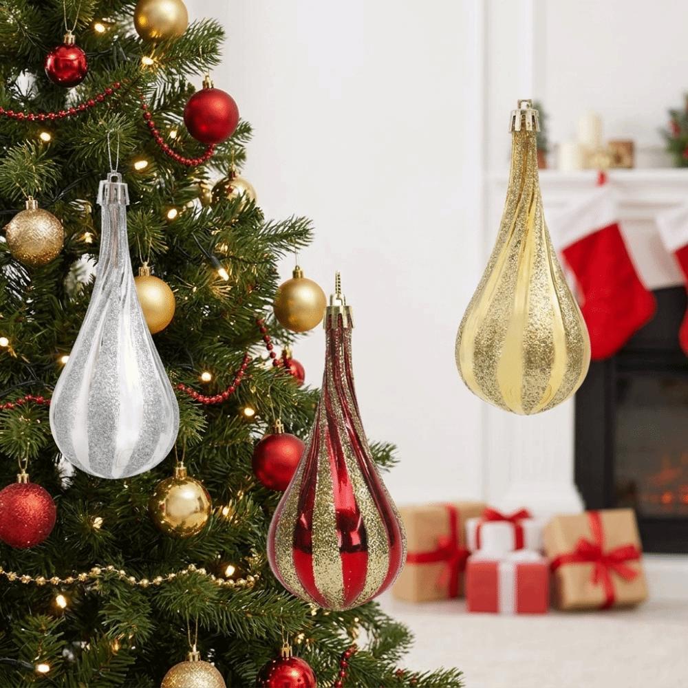 4Pcs Special-shaped Christmas Tree Pendants Water Drop Ball Xmas Tree Pendant Holiday Season