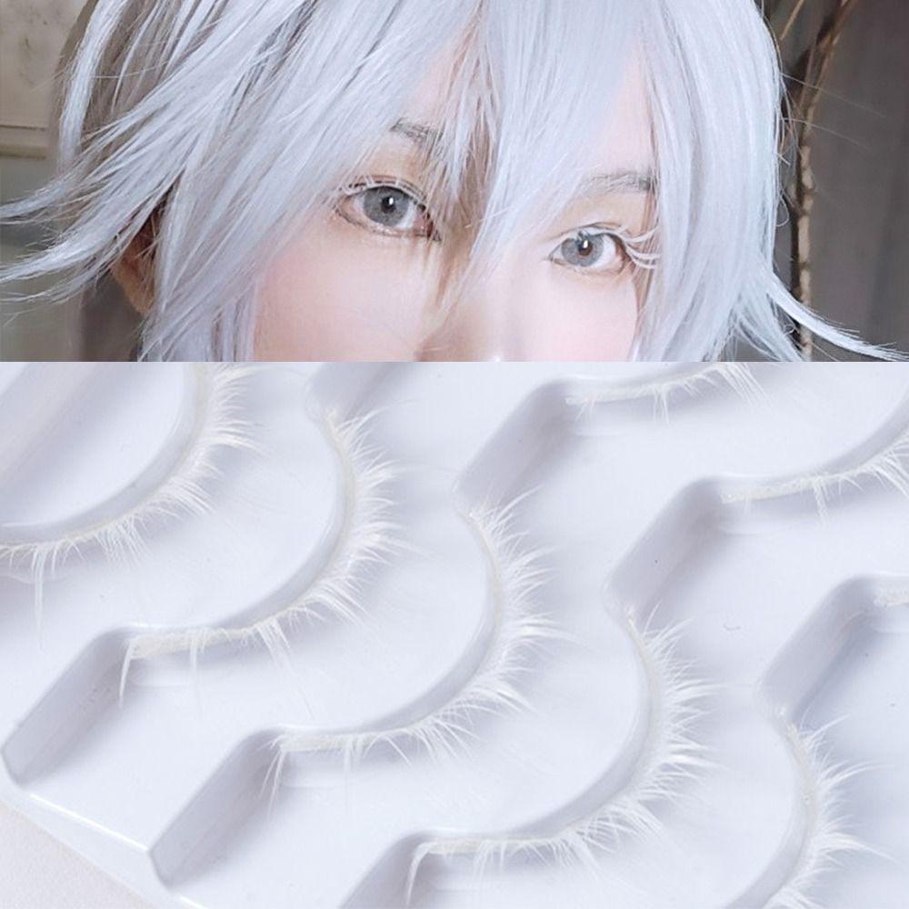 Japanese Style 3D Upper Lashes White Manga Lashes  for Halloween Party Stage Masquerade