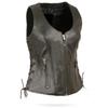 Western Black Button Vest Coat Lambskin Leather Classic Waistcoat Jacket Women