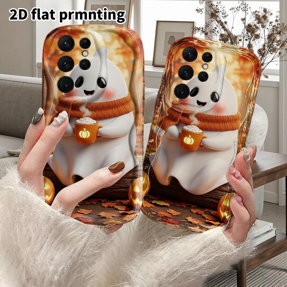 Phone Case: 2D Flat Samsung Galaxy A34 A35 M05 M06 S20 S22 S21 FE Plus 5G Protective Case, Couple Style, Cocoa Ghost, Christmas and Halloween Gifts