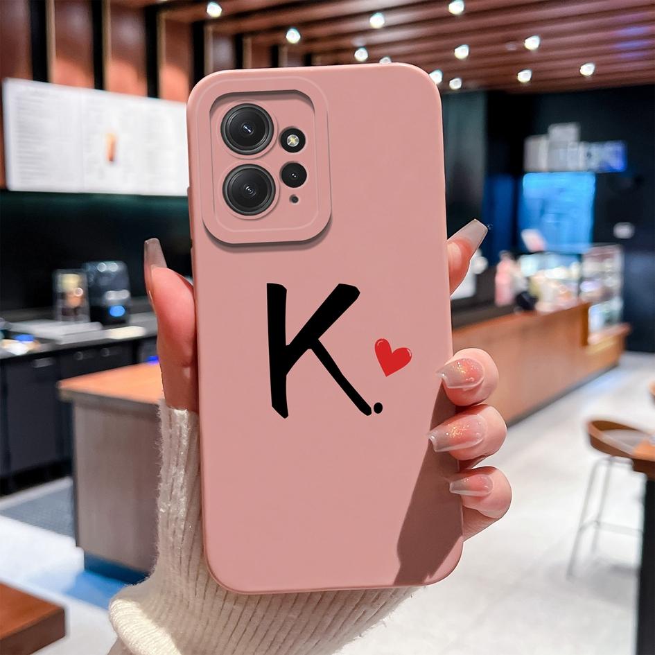 Для Redmi Note 12 12R 12S 13 13R 5 Turbo 3 4 чехол для телефона Lucky 26 Letter мягкий жидкий силиконовый чехол против падений прочный корпус против отпечатков пальцев для Redmi Capa