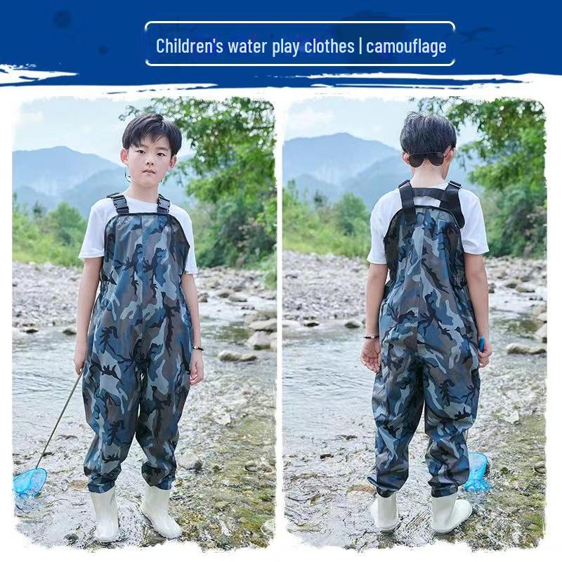 Children's Ultra-Light Waterproof Bib Wading Pants - Full Body One-Piece for Beach and Kindergarten