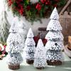 Christmas Tree Ornaments Small Decorative Snow Pine Tree with Base Party Supplies for Home Holiday Desktop Decoration