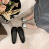Французский нежный ветер одинарная обувь женская обувь весна 2025 новая квадратный носок неглубокий вырез бант удобные универсальные туфли-бини