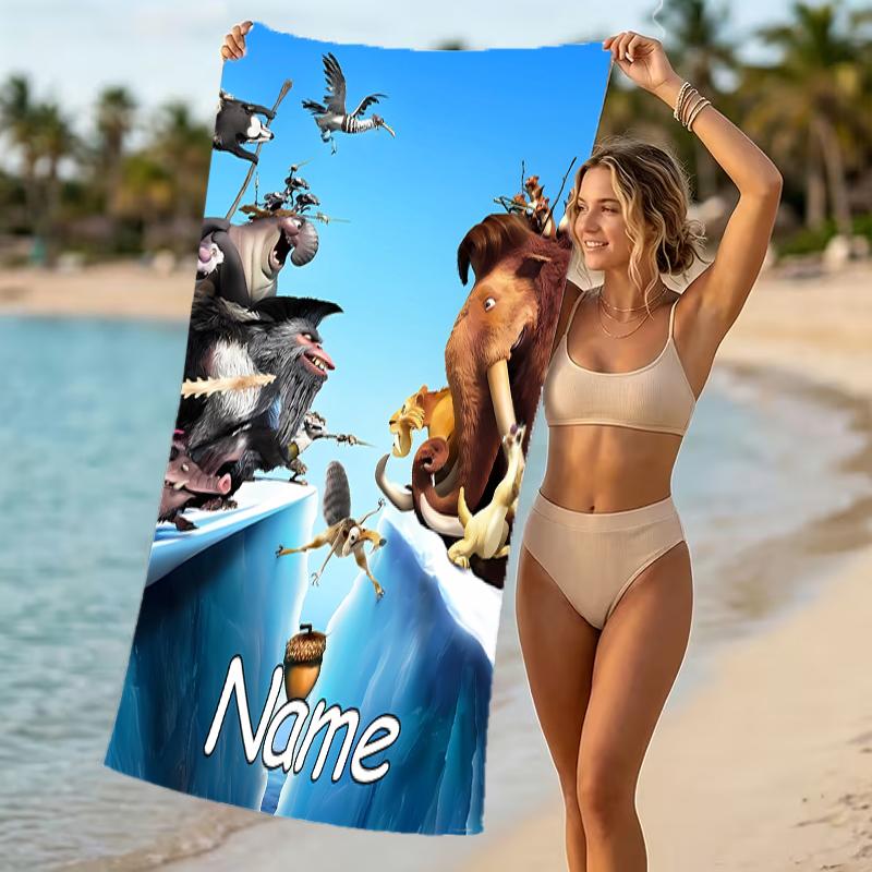 Customizable personalized beach towels Ice Age Dawn of the Dinosaurs themed designs.Suitable for the beach, yoga, sports;ideal as beach accessories