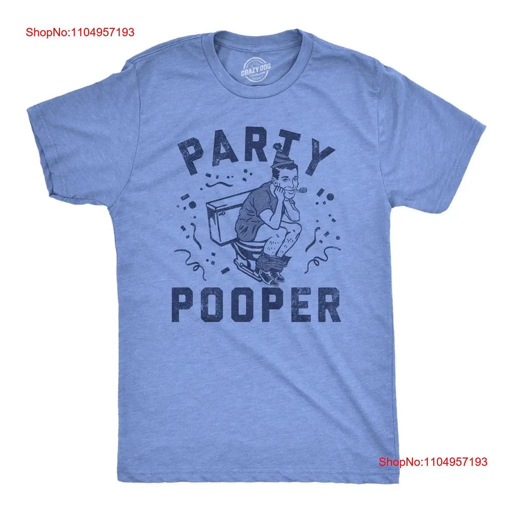 Mens Funny T Shirt Party Pooper Sarcastic Novelty For Men vintage Washed Slightly homme streetwear Unisex Stylish