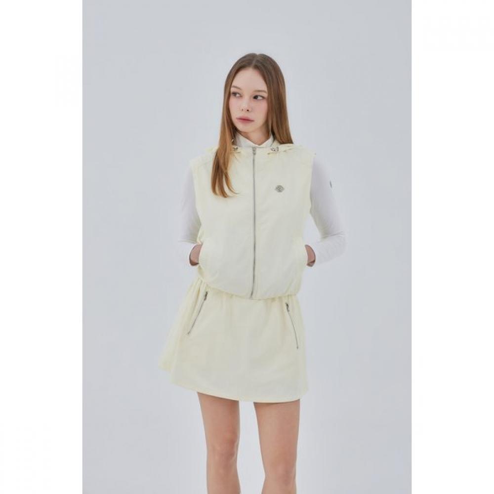 Goxo Essential Woven Flare Skirt Cream