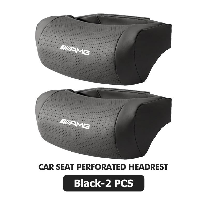JYZ2   Car Neck Pillow Leather Pack Headrest Pain Relief Lumbar Pillow For Mercedes Benz AMG C180 C300 W124 W176 W177 C200 C260 GLC CLE