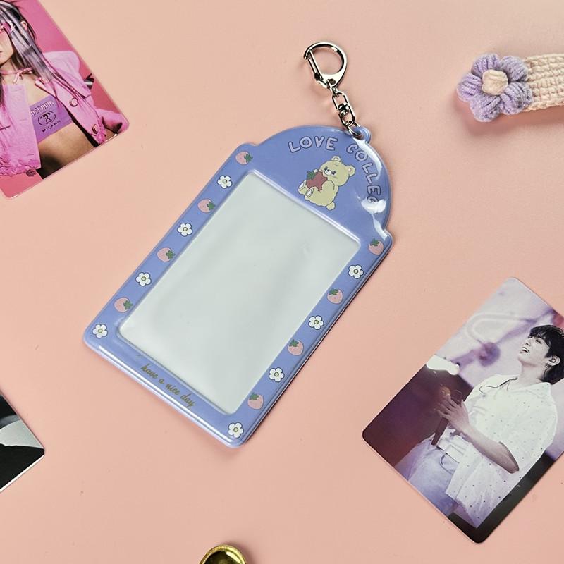 3 Inch Kawaii Photocard Holder Kpop Idol Photo Card Holder Photo Cute Bus Card ID Holder Idol Photocard Pendant Keychain