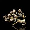 Cute Animal Deer Brooches Women Black Vintage Rhinestone & Simulated Pearl Brooch Pins Jewelry